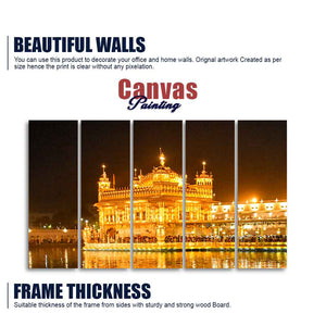 Beautiful Golden Temple Canvas Wall Painting of Five Pieces