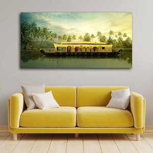 Beautiful House Boat in Kerala Premium Wall Painting