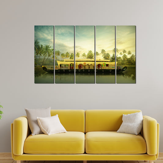 Beautiful Kerala Boat Wall Painting 5 Pieces