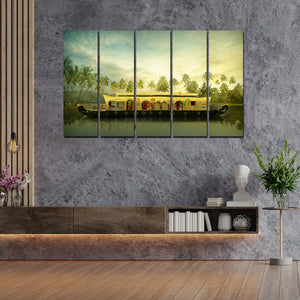 Beautiful Kerala Boat Wall Painting 5 Pieces