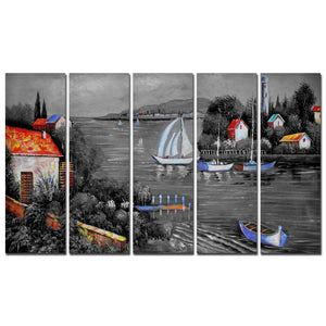 Beautiful Lake View Scenery Canvas Wall Painting Set of Five