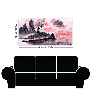 Beautiful Lake View Watercolor Art Canvas Wall Painting