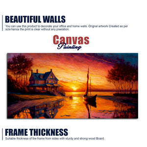 Beautiful Lake with A Sunset View Canvas Wall Painting