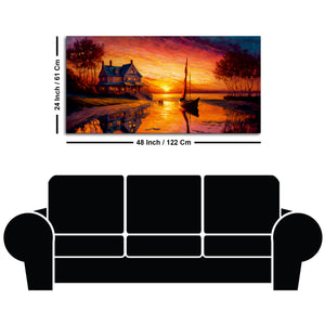 Beautiful Lake with A Sunset View Canvas Wall Painting