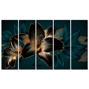 Beautiful Lilies Flowers Set of Five Pieces Canvas Wall Painting