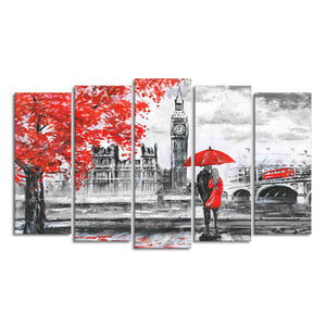 Beautiful London Canvas Wall Painting Set of Five Pieces