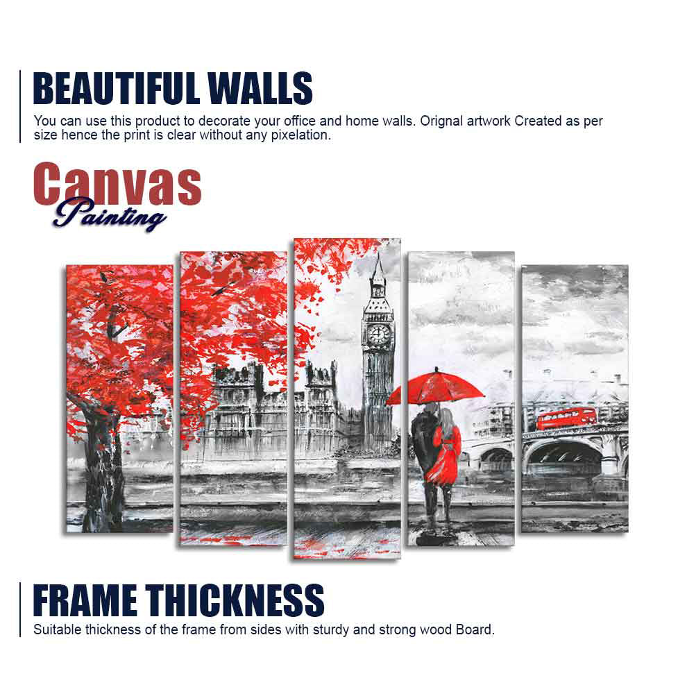 Beautiful London Canvas Wall Painting Set of Five Pieces