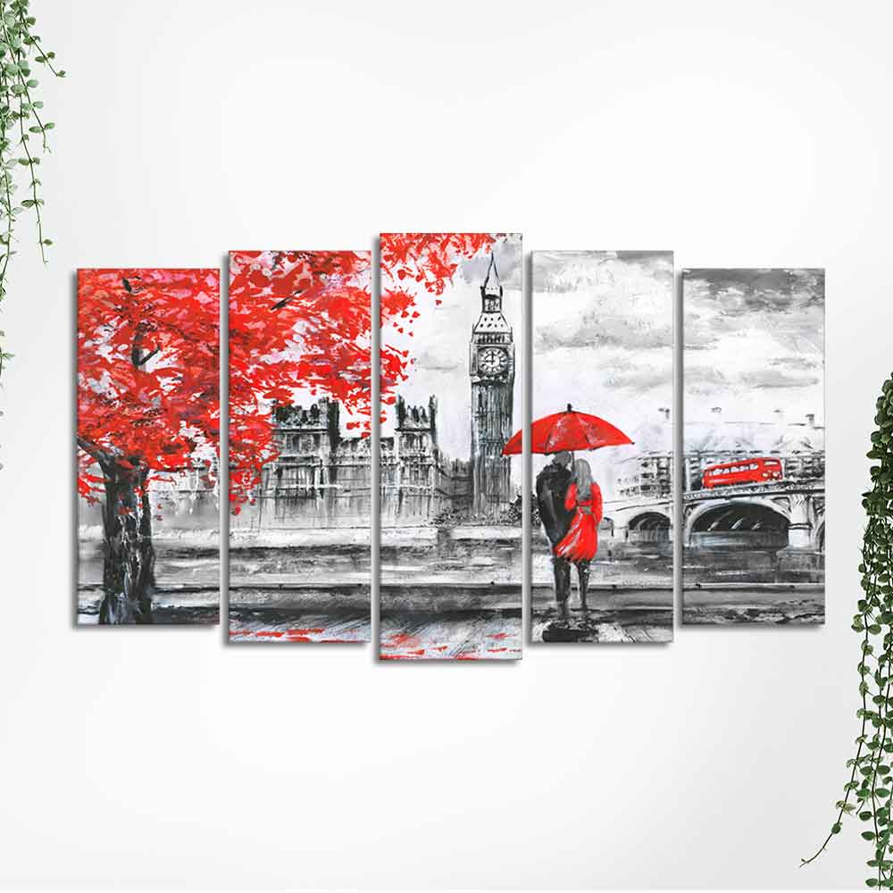 Beautiful London Canvas Wall Painting Set of Five Pieces