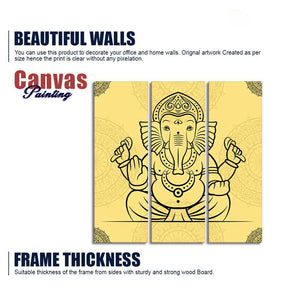 Beautiful Lord Ganesha Abstract Art Wall Painting Set of Three