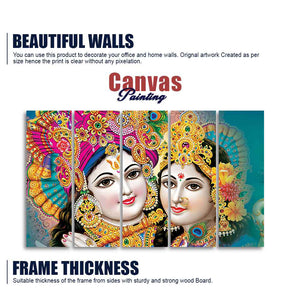 Beautiful Lord Radha Krishan Canvas Wall Painting Five Pieces