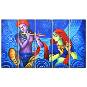 Beautiful Lord Radha Krishna Wall Painting 5 Pieces