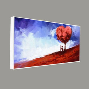 Beautiful Love Tree of Hearts with Couple Canvas Wall Painting