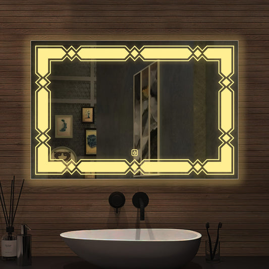 Beautiful Modern Patterned LED Bathroom Wall Mirror