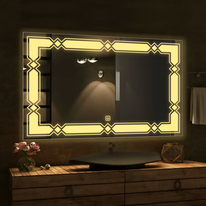 Beautiful Modern Patterned LED Bathroom Wall Mirror