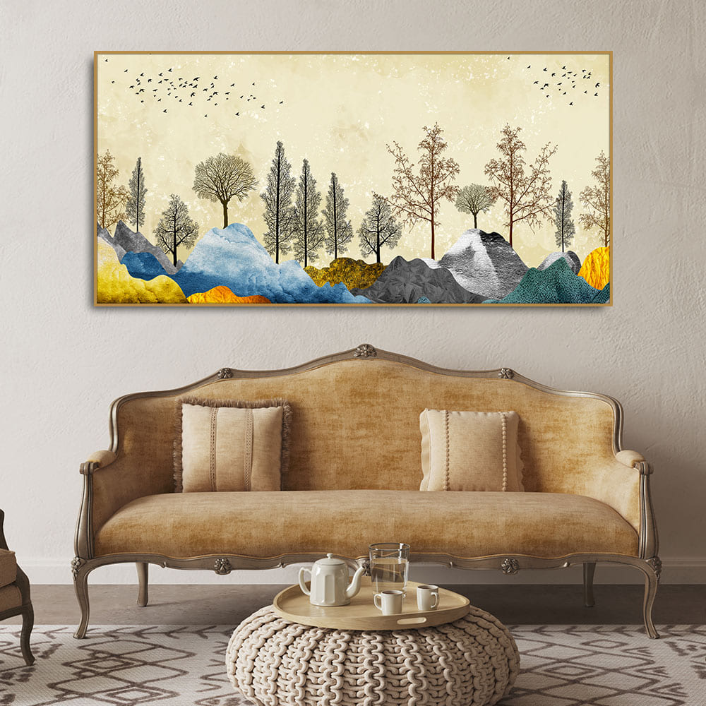 Beautiful Mountain Landscape with Trees Premium Canvas Wall painting