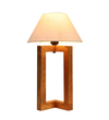 Beautiful Off White Cotton Shade Night Lamp with Wooden Base