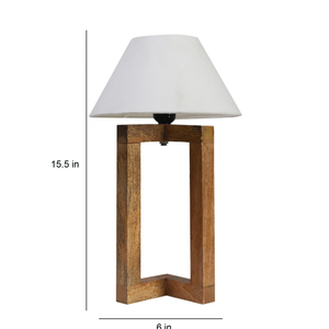 Beautiful Off White Cotton Shade Night Lamp with Wooden Base