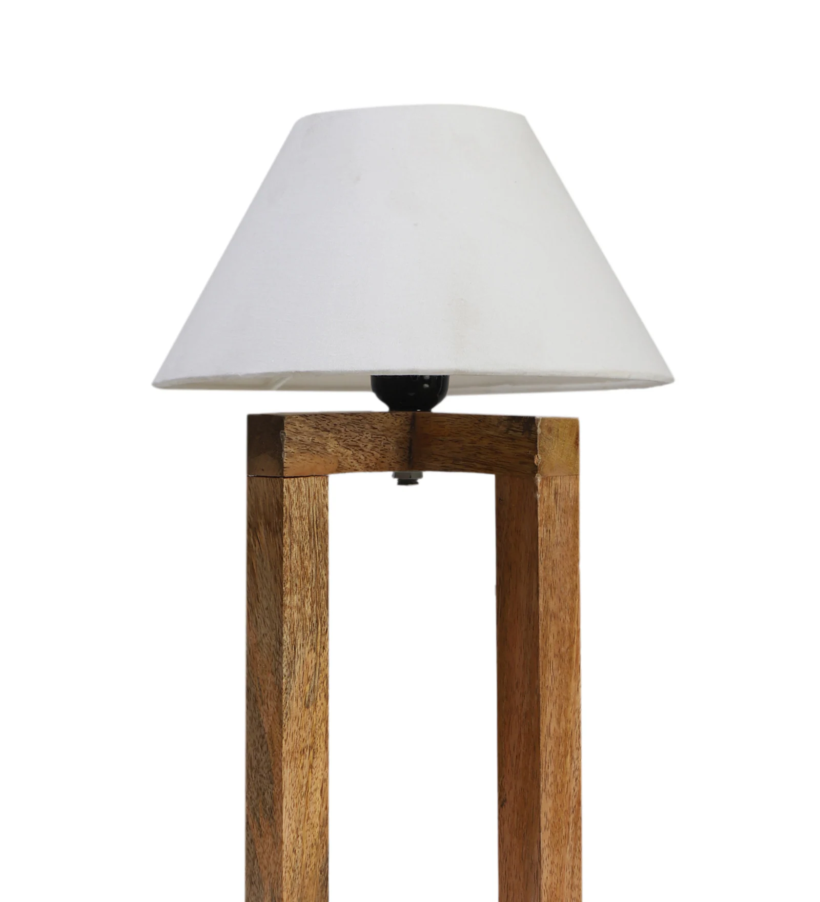 Beautiful Off White Cotton Shade Night Lamp with Wooden Base