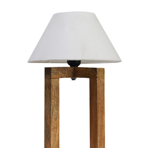 Beautiful Off White Cotton Shade Night Lamp with Wooden Base