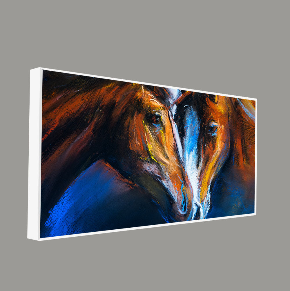 Beautiful Pair of Horses Panoramic Wall Painting