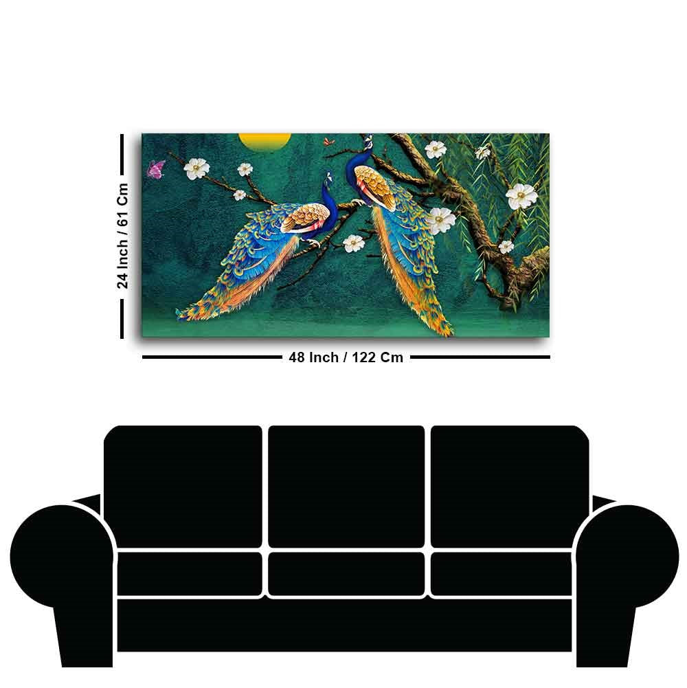 Beautiful Pair of Peacock Canvas Wall Painting