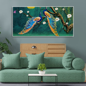 Beautiful Pair of Peacock Canvas Wall Painting