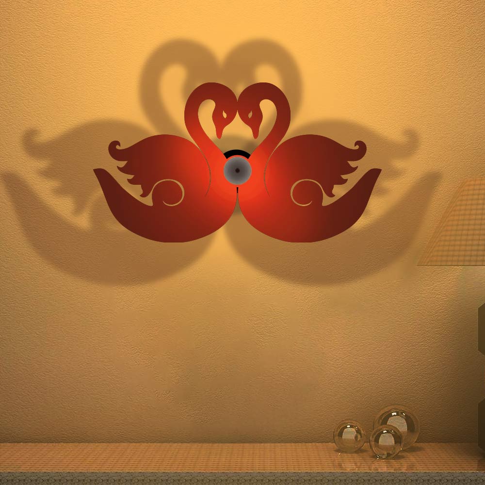 Beautiful Pair of Swan Design Shadow Lamp