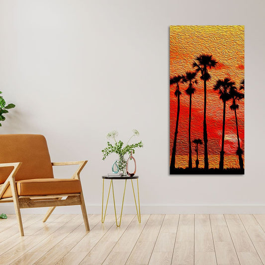 Beautiful Palm Tree at Sunset Canvas Wall Painting