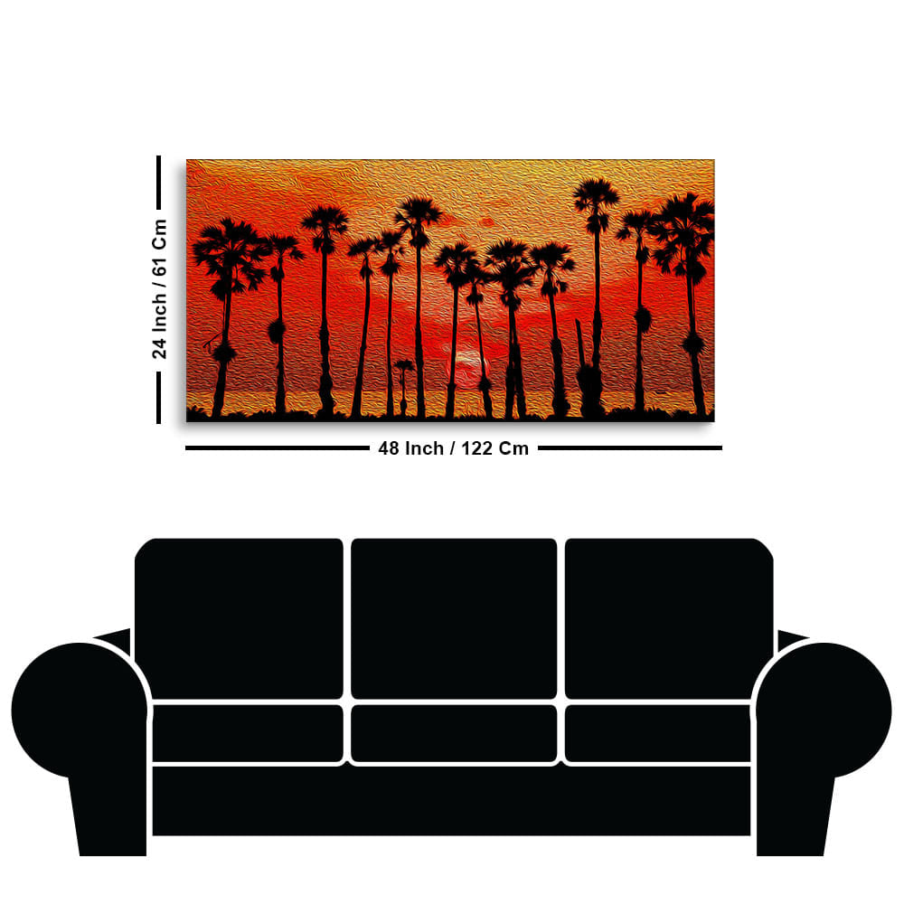 Beautiful Palm Tree on Sunset Canvas Wall Painting