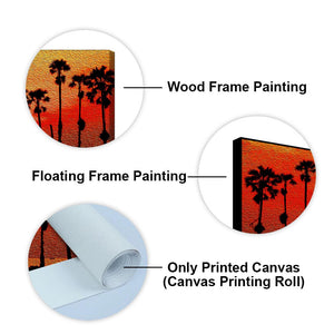 Beautiful Palm Tree on Sunset Canvas Wall Painting