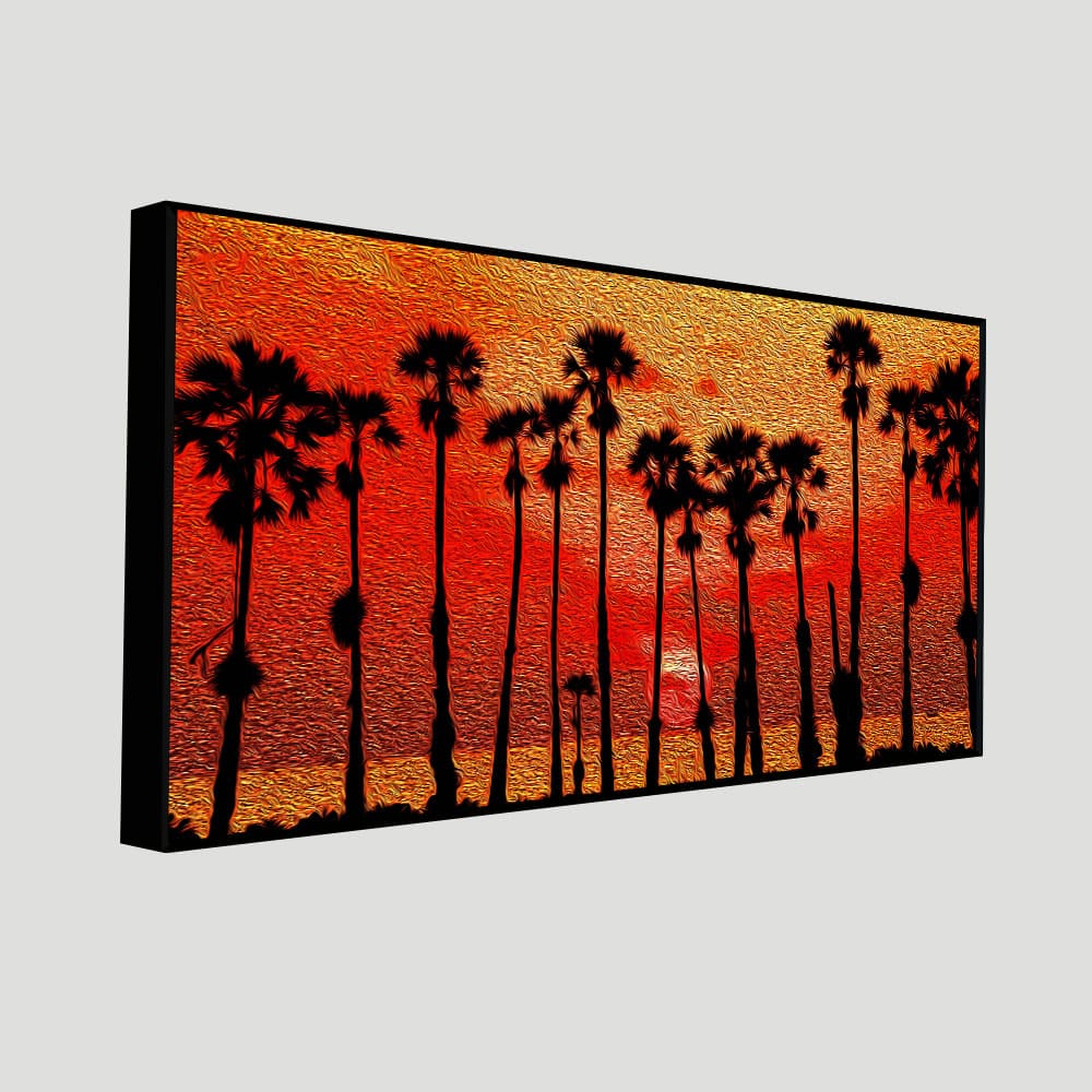 Beautiful Palm Tree on Sunset Canvas Wall Painting