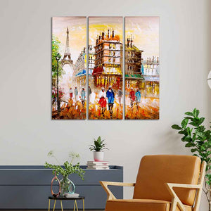 Beautiful Paris Wall Painting Set of 3 Pieces