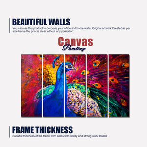 Beautiful Peacock Canvas Wall Painting 5 Pieces