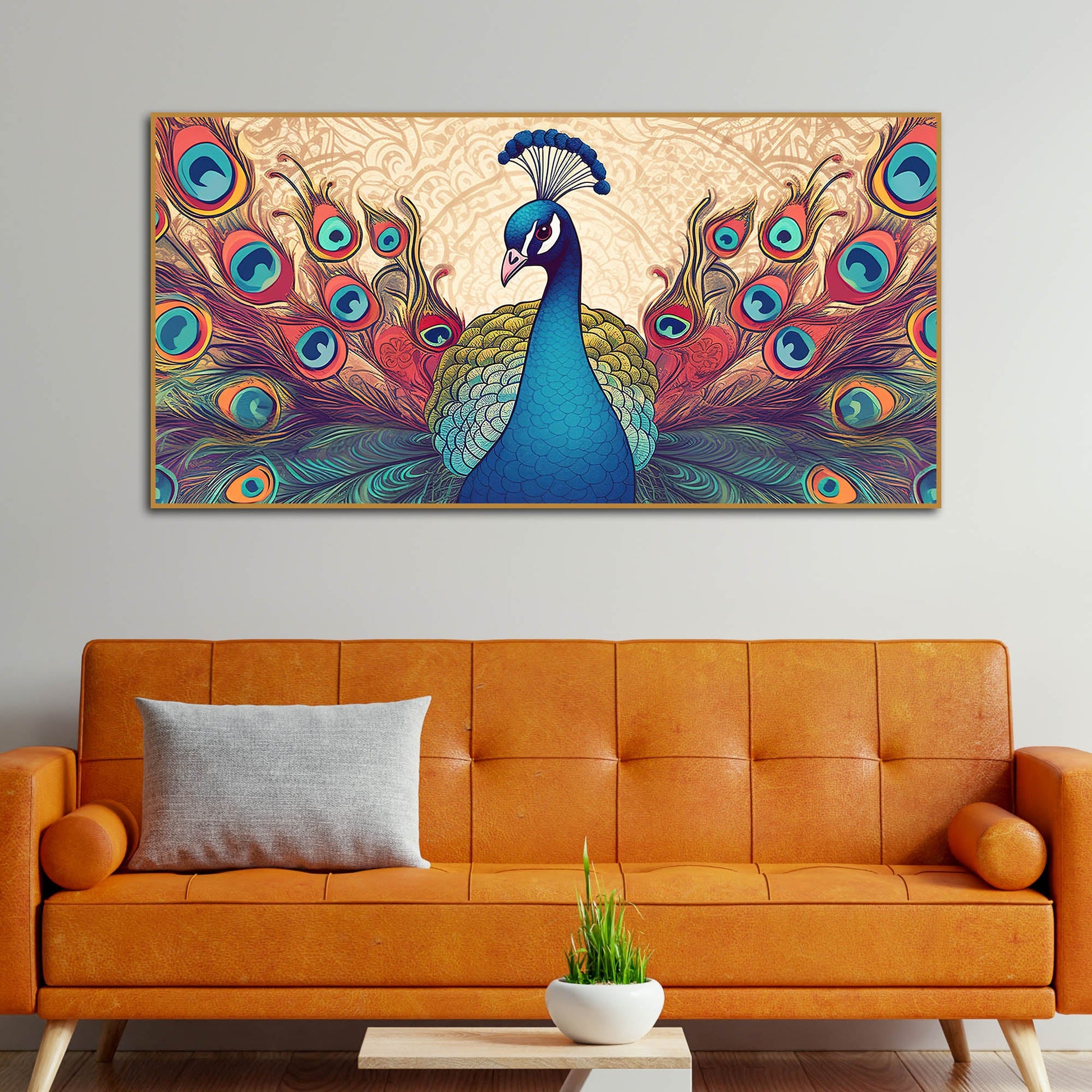 Beautiful Peacock in Traditional Style Canvas Wall Painiting