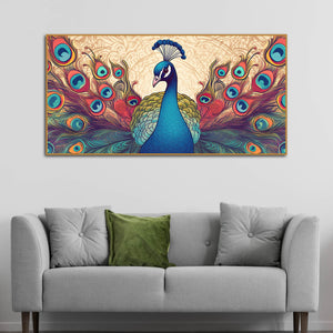 Beautiful Peacock in Traditional Style Canvas Wall Painiting