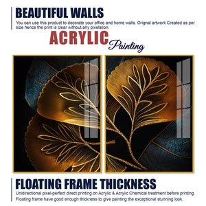 Beautiful Plant Acrylic Floating Wall Painting Set of 2