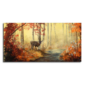 Beautiful Scenery Deer in Forest Canvas Big Wall Painting