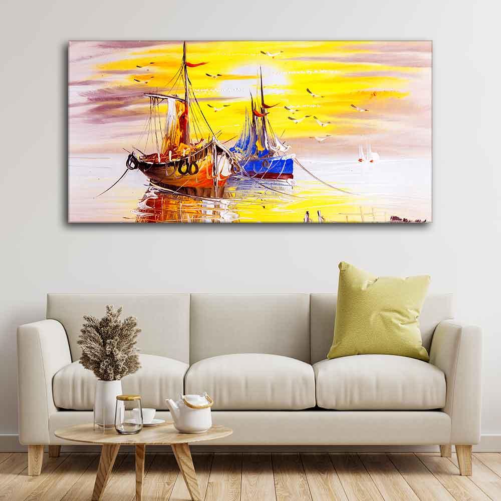 Beautiful Scenery of Sailing Ship on the Ocean Wall Painting