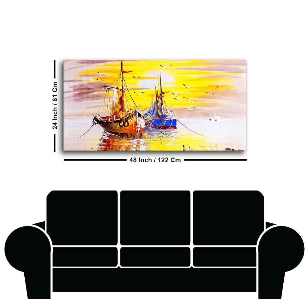 Beautiful Scenery of Sailing Ship on the Ocean Wall Painting