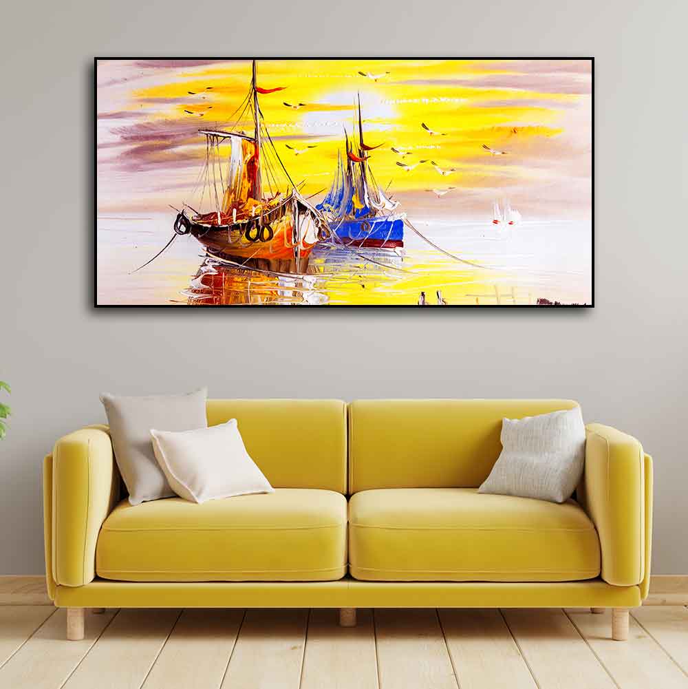 Beautiful Scenery of Sailing Ship on the Ocean Wall Painting