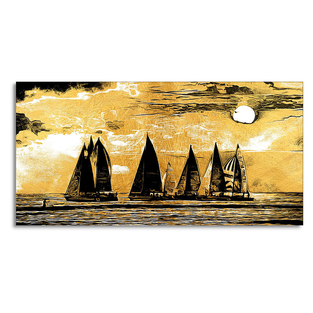 Beautiful Seascape with Boats Canvas Wall Painting