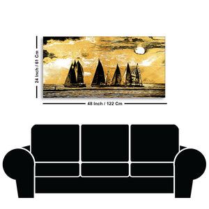 Beautiful Seascape with Boats Canvas Wall Painting