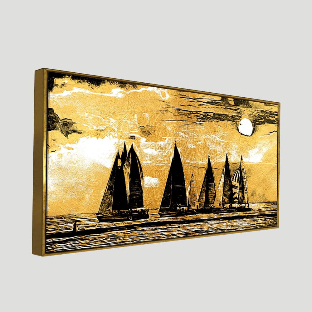 Beautiful Seascape with Boats Canvas Wall Painting