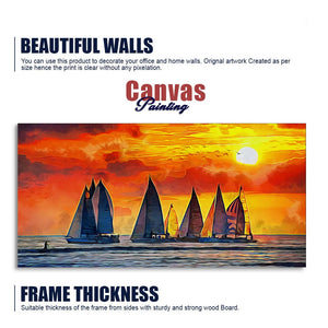 Beautiful Seascape with Sunset Canvas Wall Painting