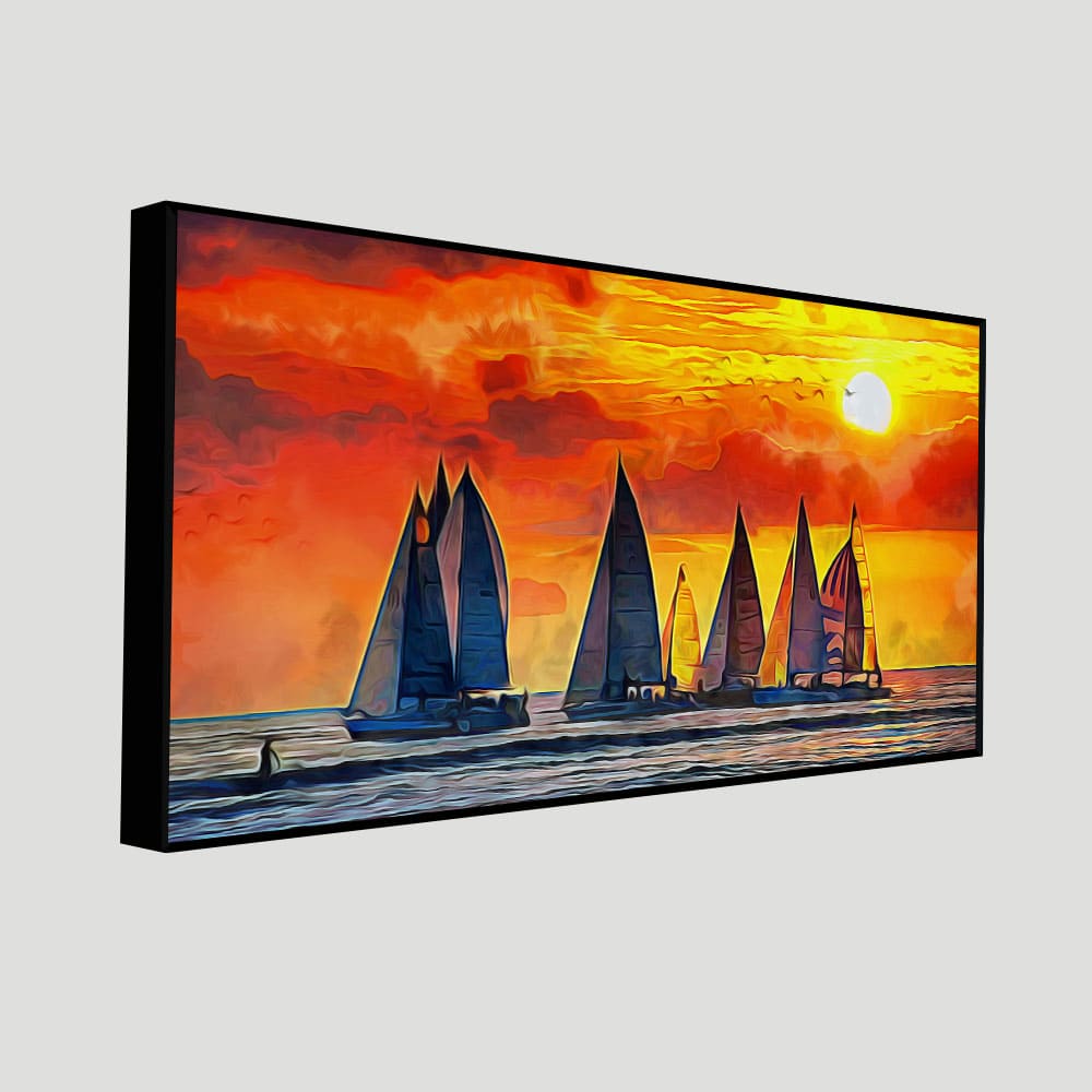 Beautiful Seascape with Sunset Canvas Wall Painting