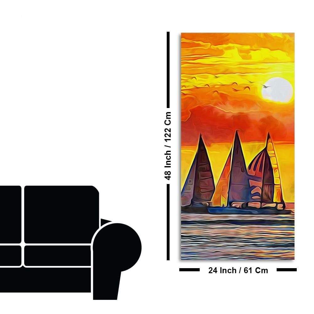 Beautiful Seascape with Sunset Wall Painting