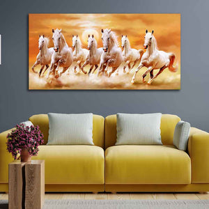 Beautiful Seven Running Horses Canvas Big Wall Painting