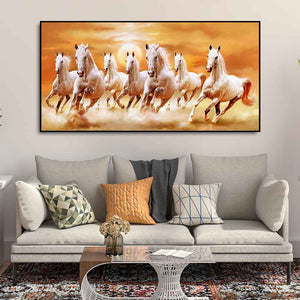 Beautiful Seven Running Horses Canvas Big Wall Painting