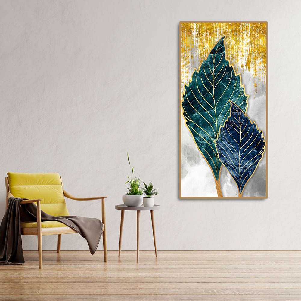 Beautiful Shiny Golden Leaves Premium Canvas Wall Painting