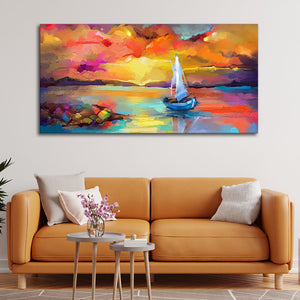 Beautiful Ship in the Ocean Abstract Scenery Canvas Wall Painting